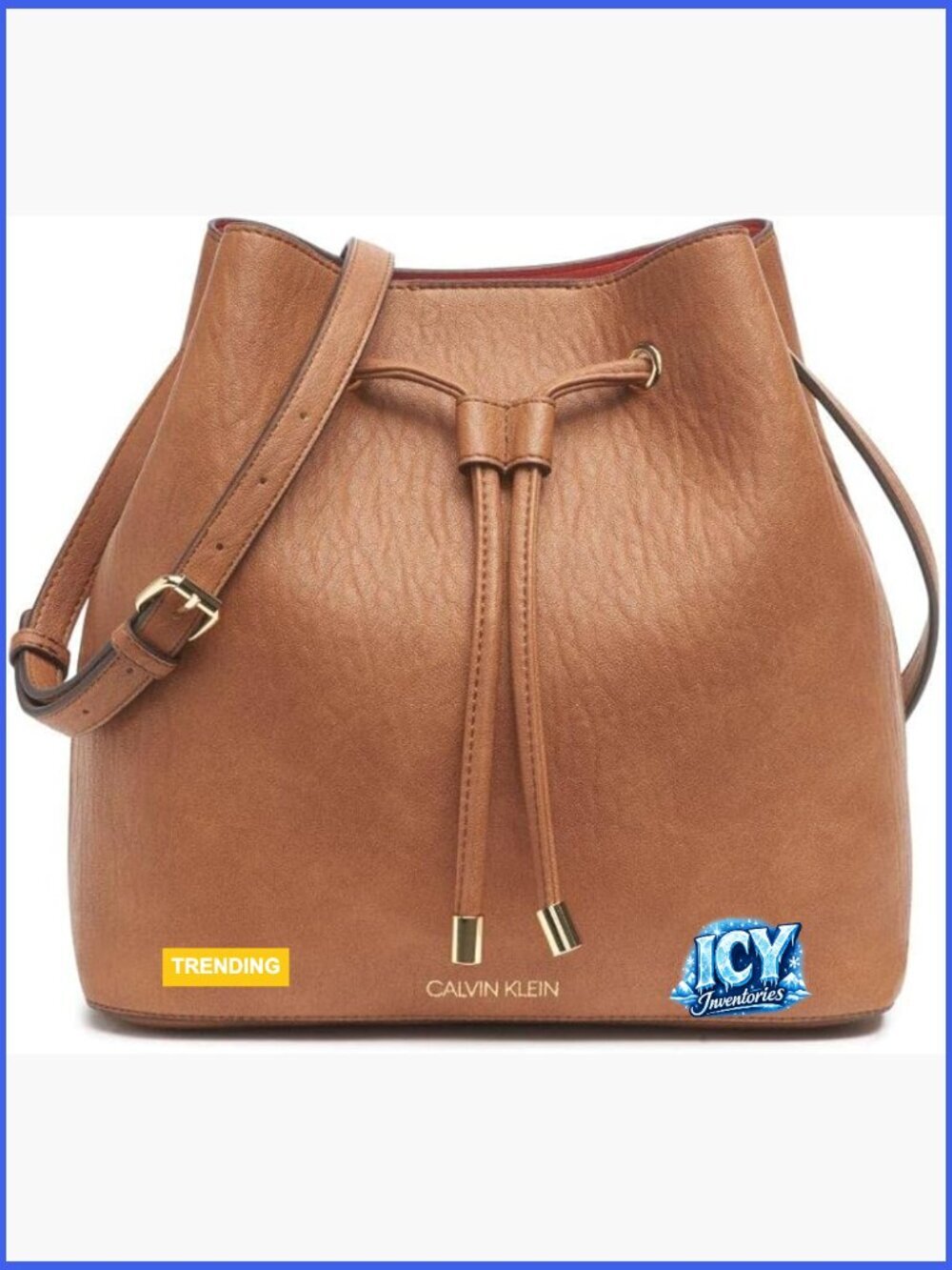 Faux Leather Bucket Shoulder Bag with Adjustable Crossbody Strap